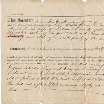 Orsamus D. Fowler and wife and Hannah Paul Deed -- Jan 1858