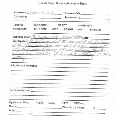 A.2001.004.163 accession sheet