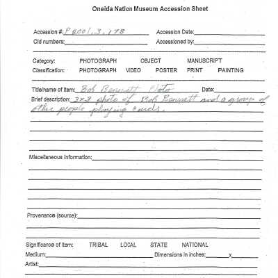 P2001.003.178 accession sheet