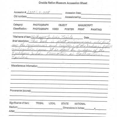 A.2001.004.008 accession sheet