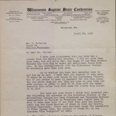 Letter from A. LeGrand to O.E. Heller
