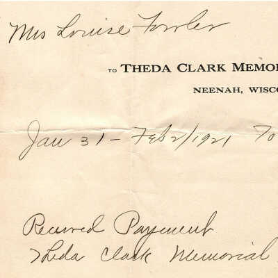To Theda Clark Memorial Hospital from Mrs. Louise Fowler