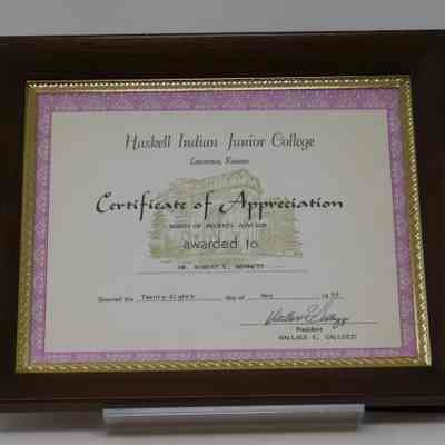 Robert "Bob" Bennett Certificate