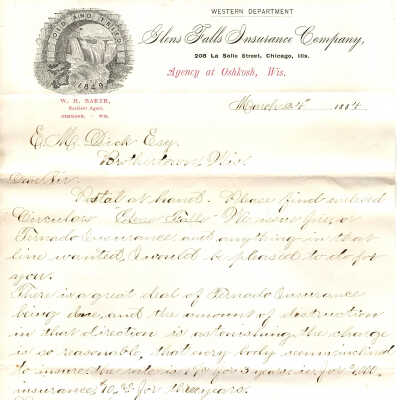 Correspondence Between E. M. Dick and W. H. Baker Insurance