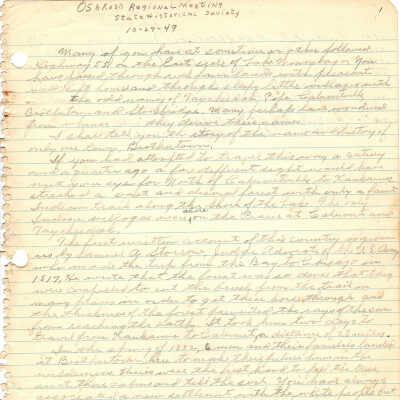 Oshkosh Regional Meeting, State Historical Society, 10-29-49