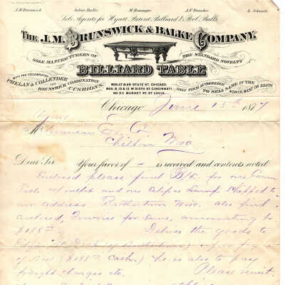 J. M. Brunswick & Balke Company Invoice