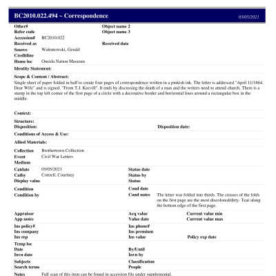 BC2010.022.494 PP: Past Perfect Summary from 2021