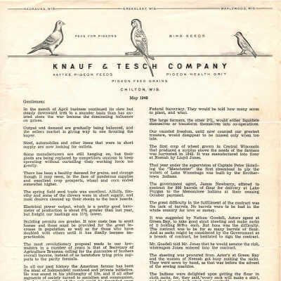 Knauf & Tesch Company Newsletter May 1949