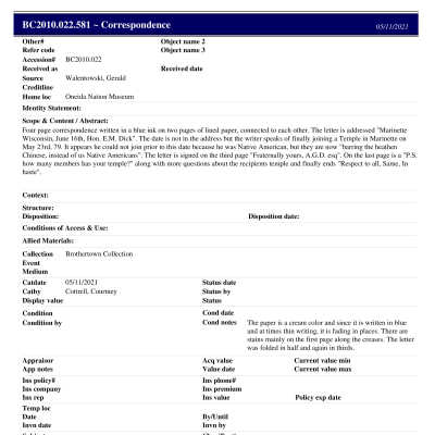 BC2010.022.581 PP: Past Perfect Summary from 2021