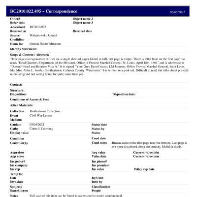 BC2010.022.495 PP: Past Perfect Summary from 2021