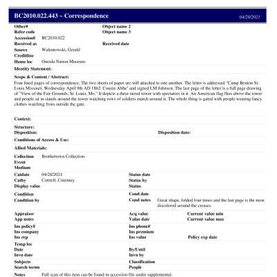 BC2010.022.443 PP: Past Perfect Summary from 2021