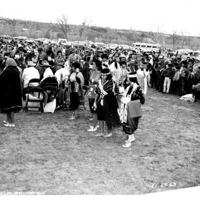 Dancing around drum circle