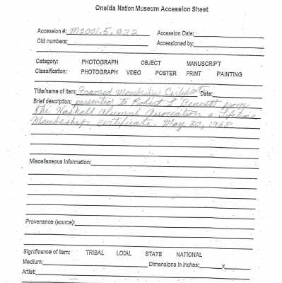 A2001.005.032 accession sheet