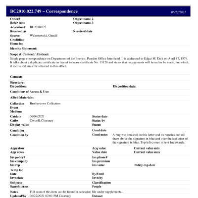 BC2010.022.749 PP: Past Perfect Summary from 2021