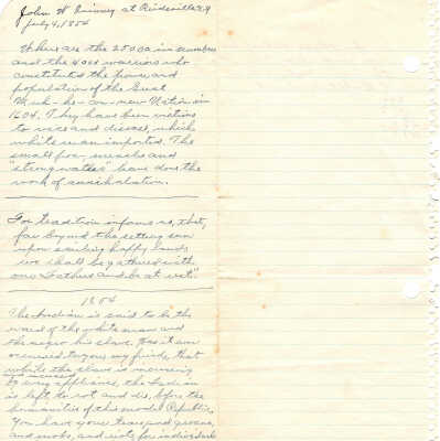 Handwritten Notes about Mohegans or Muh-he-con-new Nation