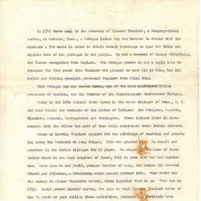 Typed Notes by Otto E. Heller -- May 1937