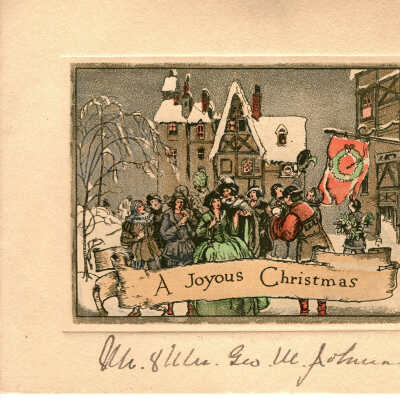 Christmas card addressed to Mrs. Louise Fowler