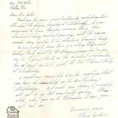Correspondence to Dr. O. E. Heller from Mary Sellers -- Feb 1950