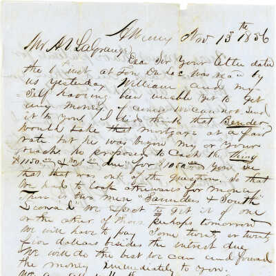 Correspondence to Mr. A. LaGranger from FMG -- Nov 1856