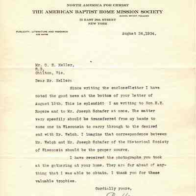 Letter from Coe Hayne to O.E. Heller