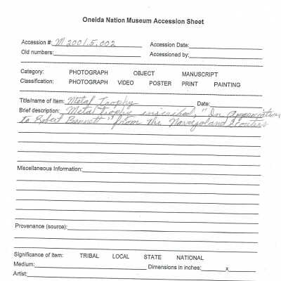 A2001.005.002 accession sheet