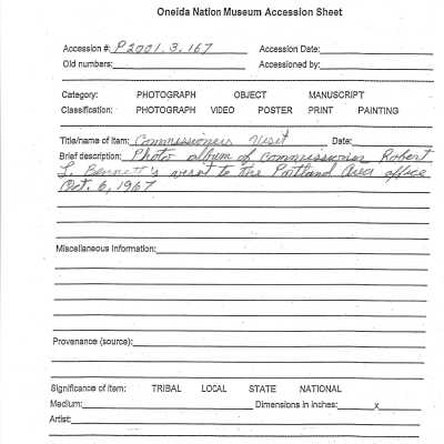 P.2001.003.167 accession sheet