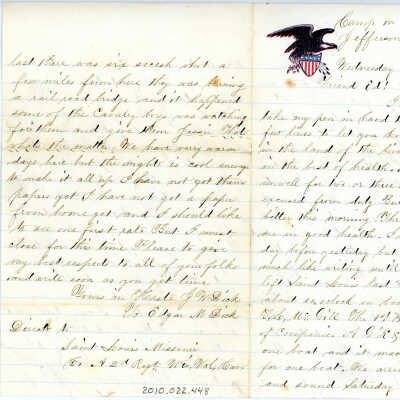 Correspondence to Ed from J. W. Dick -- May 1862