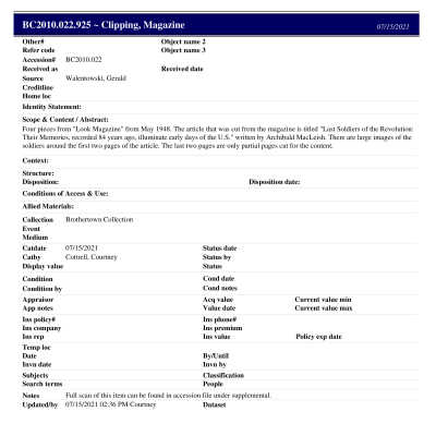 BC2010.022.925 PP: Past Perfect Summary from 2021