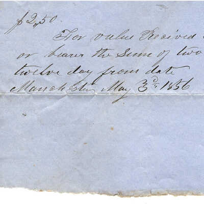 John Bayer to O. D. Fowler Promissory Note
