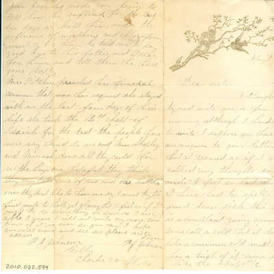 Correspondence to Agnes L. Fowler from P.J. Johnson -- Apr 1886