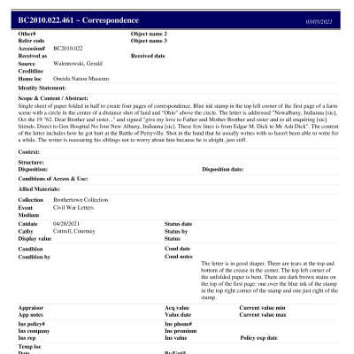 BC2010.022.461 PP: Past Perfect Summary from 2021