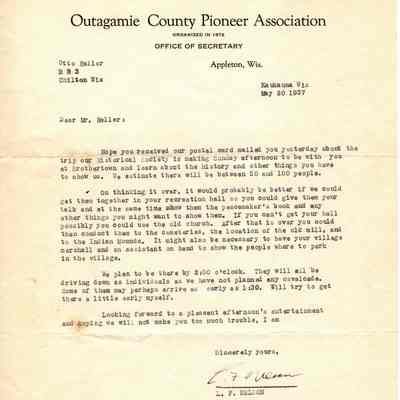 Correspondence from L.F. Nelson to O.E. Heller