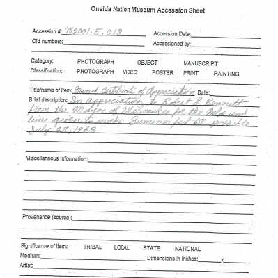 A2001.005.028 accession sheet