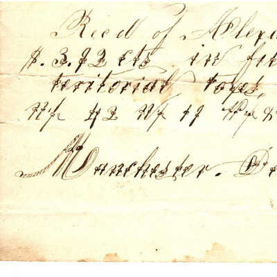 Alexander Fowler for Town County and Territorial Tax 1847
