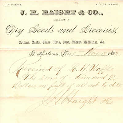L. H. Waffle to J. H. Haight