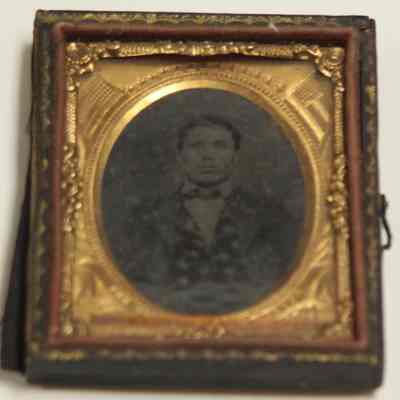 Tintype of a man with a floral vest