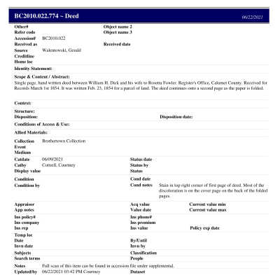 BC2010.022.774 PP: Past Perfect Summary from 2021