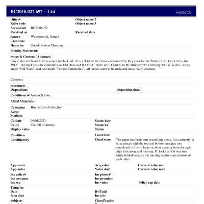 BC2010.022.697 PP: Past Perfect Summary from 2021