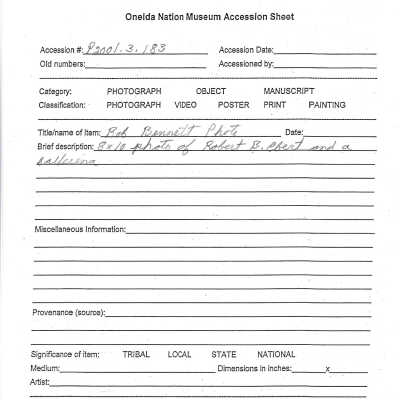 P2001.003.183 accession sheet