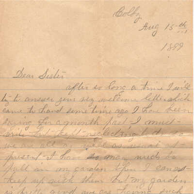 Correspondence to Mrs. Agnes L. Fowler from P.J. Johnson -- Aug 1899