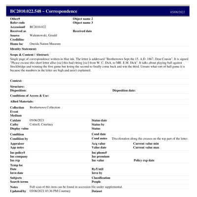 BC2010.022.548 PP: Past Perfect Summary from 2021