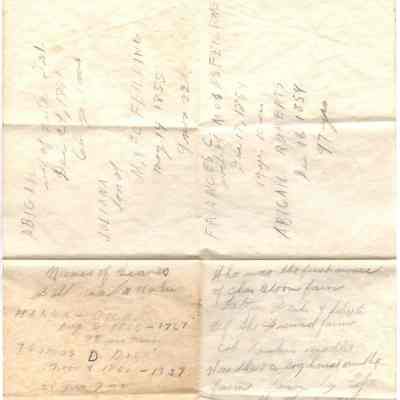 Names of Graves on folded paper