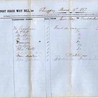 Post Coach Way Bill for Mar 18 1857