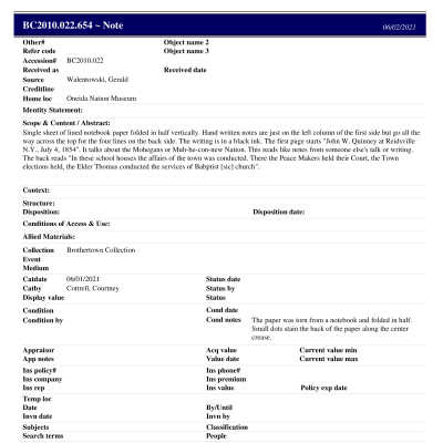 BC2010.022.654 PP: Past Perfect Summary from 2021