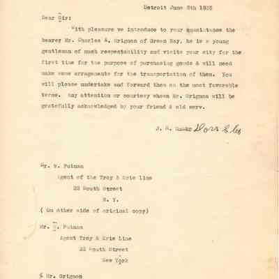 Letter regarding Charles A. Grignon