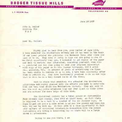 Correspondence from L.F. Nelson to O.E. Heller