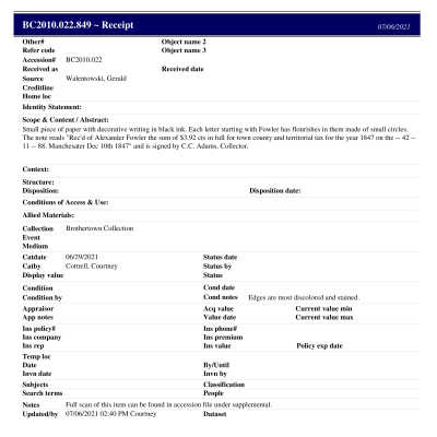 BC2010.022.849 PP: Past Perfect Summary from 2021