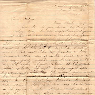 Correspondence to Edgar M. Dick from Henry A. Fowler -- Jun 1864