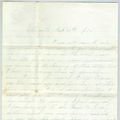 Correspondence to Edgar from Henry -- Feb 1876