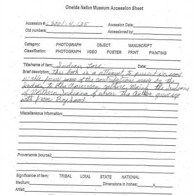 A.2001.004.135 accession sheet